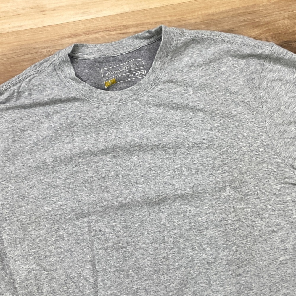 Eddie Bauer T-Shirt Mens L Active Cotton Blend Stretch Gray Minimalist Hiking